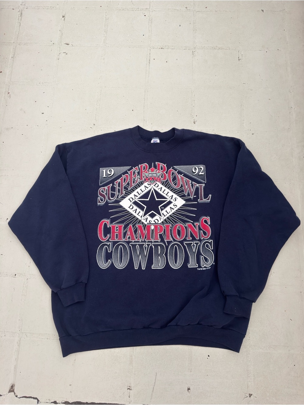 Vintage LOGO 7 Dallas Cowboys 1992 Super Bowl Champions Crewneck Sweatshirt - XL